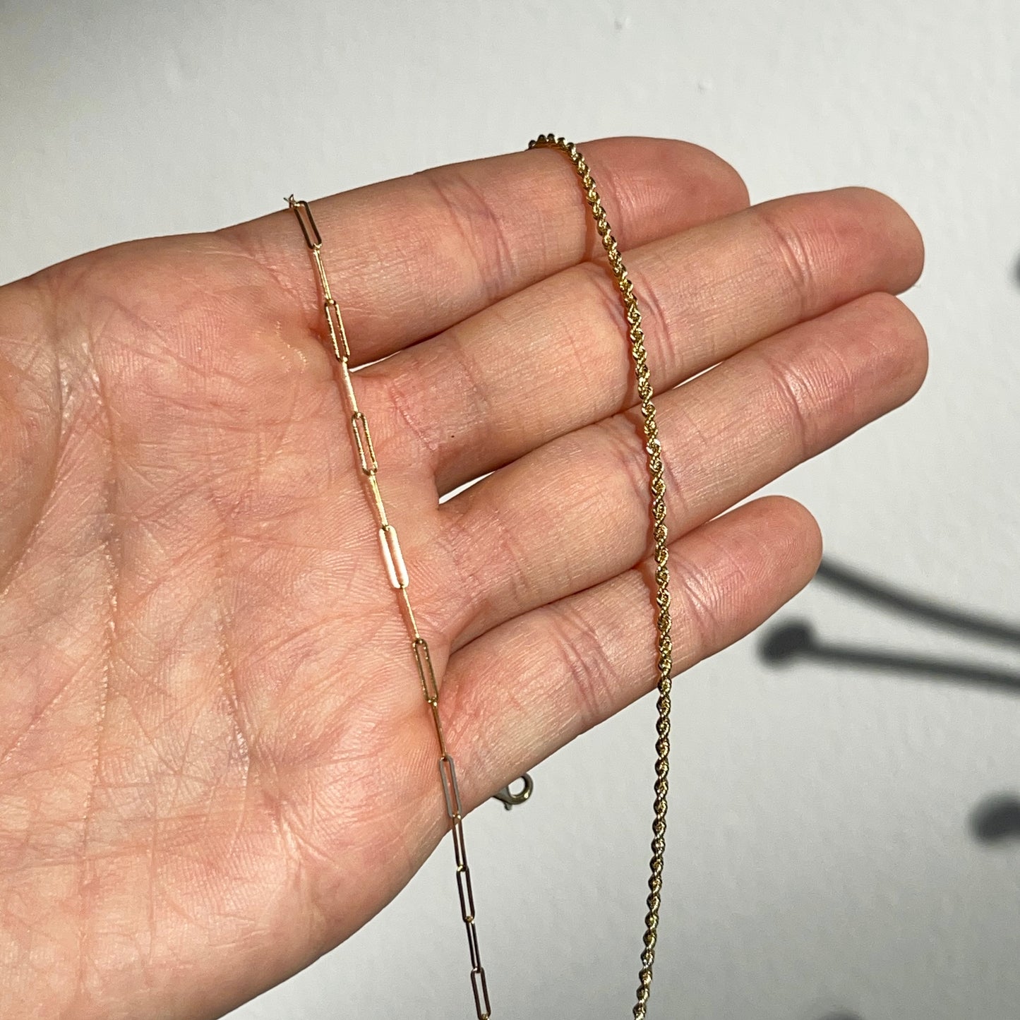 14KT Yellow Gold Mixed Links Rope + Paper Clip Chain Necklace