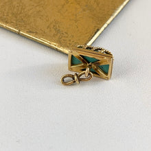 Load image into Gallery viewer, Estate 14KT Yellow Gold Caged Turquoise Rope Twist Pendant Charm