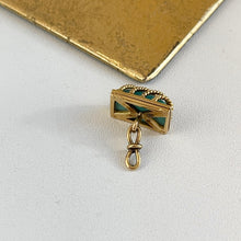 Load image into Gallery viewer, Estate 14KT Yellow Gold Caged Turquoise Rope Twist Pendant Charm