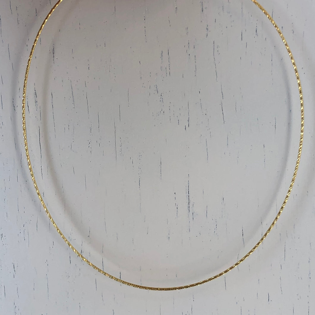 14KT Yellow Gold Vermeil Diamond Cut Weave Neck Wire Necklace 1.2mm - Legacy Saint Jewelry