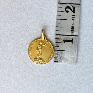 14KT Yellow Gold Matte Perseus + Medusa Head Medal Pendant 21mm