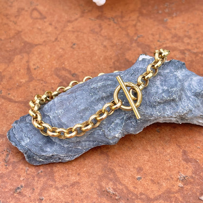 Estate 14KT Yellow Gold Polished Rolo Chain Link Toggle Bracelet