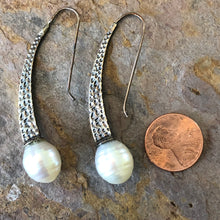 Load image into Gallery viewer, Sterling Silver + Paspaley South Sea Pearl Textured Earrings, Sterling Silver + Paspaley South Sea Pearl Textured Earrings - Legacy Saint Jewelry