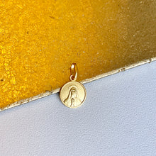 Load image into Gallery viewer, 18KT Yellow Gold Matte Our Lady of Lourdes Medal Pendant 10mm