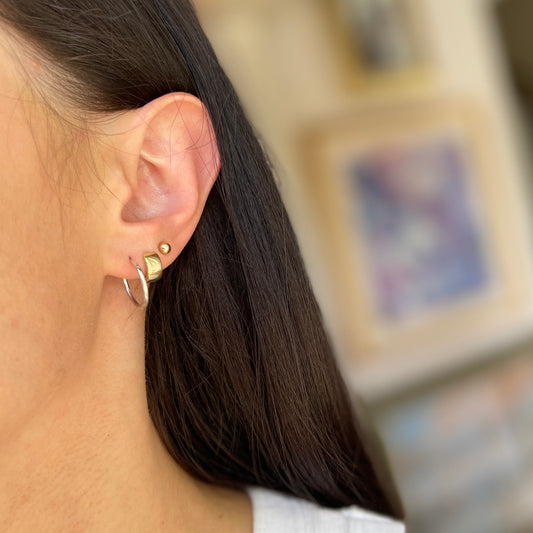 14KT Yellow Gold Satin Diamond-Cut Endless Hoop Earrings 14mm