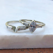 Load image into Gallery viewer, 14KT White Gold Marquise Baguette Diamond Band Estate Ring, 14KT White Gold Marquise Baguette Diamond Band Estate Ring - Legacy Saint Jewelry
