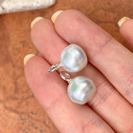 14KT White Gold Paspaley South Sea Pearl Round Earrings Charms 12mm/ FINE, 14KT White Gold Paspaley South Sea Pearl Round Earrings Charms 12mm/ FINE - Legacy Saint Jewelry