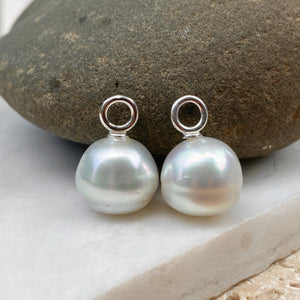 14KT White Gold Paspaley South Sea Pearl Round Earrings Charms 12mm/ FINE, 14KT White Gold Paspaley South Sea Pearl Round Earrings Charms 12mm/ FINE - Legacy Saint Jewelry
