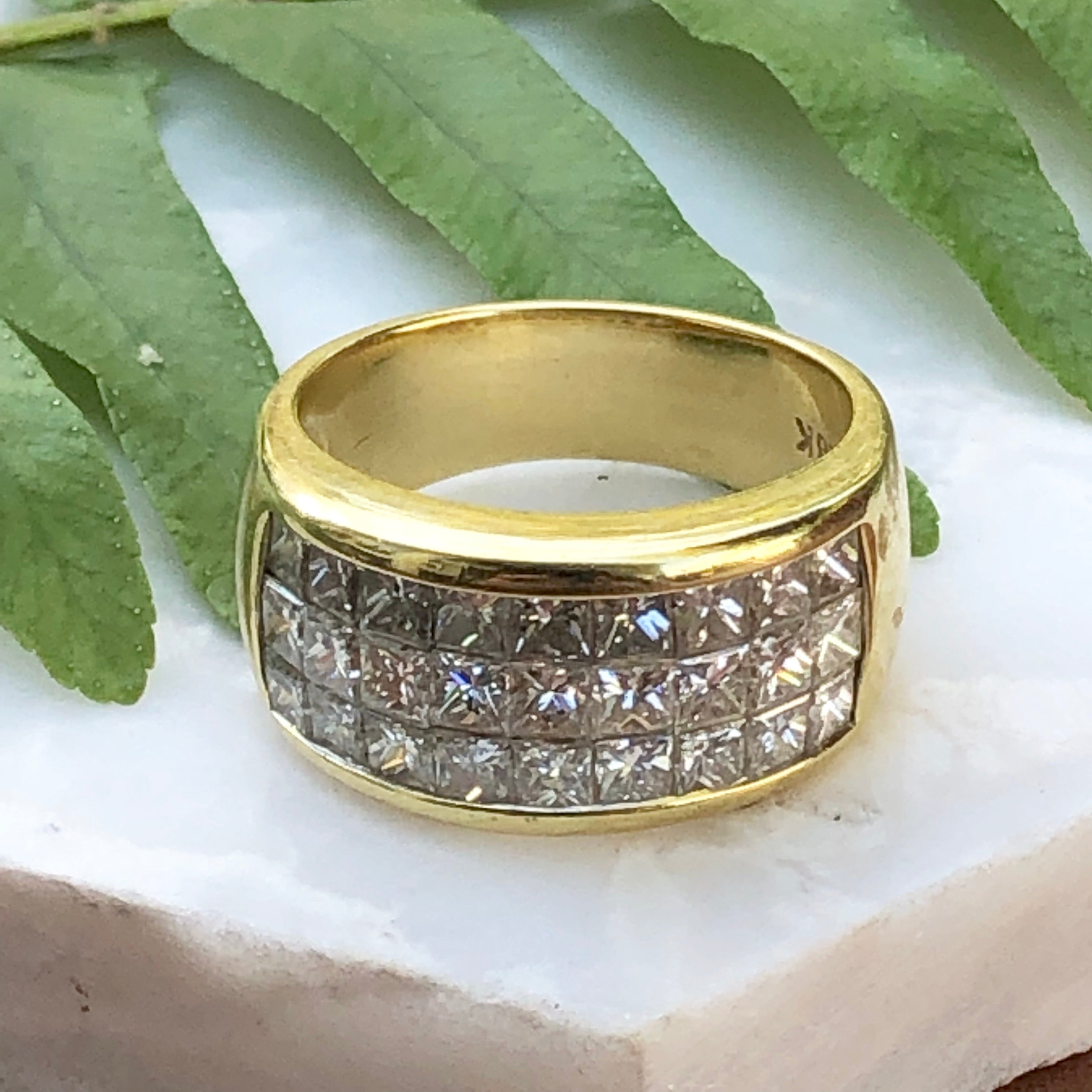 Princess cut anniversary online band yellow gold