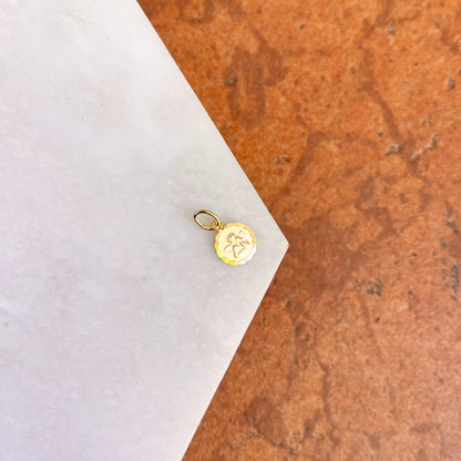 14KT Yellow Gold Mini Round Baby Angel Pendant Charm 8mm
