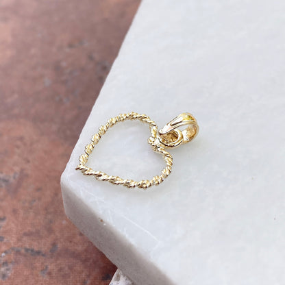 10KT Yellow Gold Rope Twist Open Heart Pendant Charm, 10KT Yellow Gold Rope Twist Open Heart Pendant Charm - Legacy Saint Jewelry