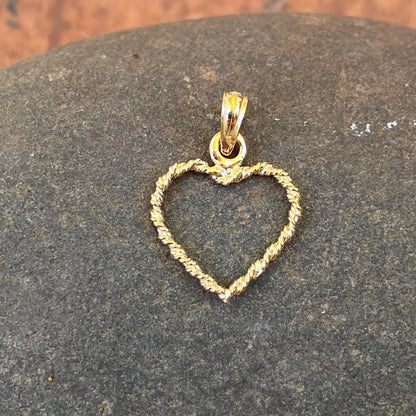 10KT Yellow Gold Rope Twist Open Heart Pendant Charm, 10KT Yellow Gold Rope Twist Open Heart Pendant Charm - Legacy Saint Jewelry