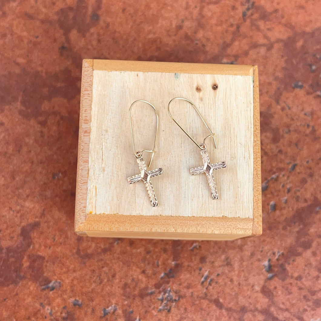 14KT Yellow Gold Satin Cross Wire Earrings