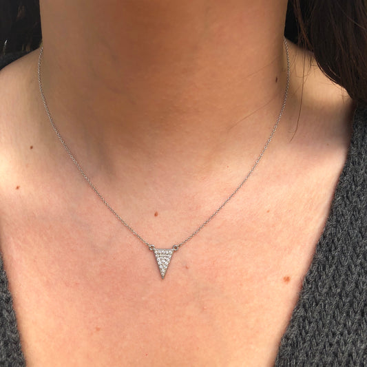 14KT White Gold Diamond Triangle Necklace, 14KT White Gold Diamond Triangle Necklace - Legacy Saint Jewelry