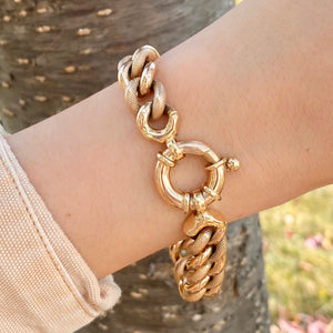  Chunky Chain Link Bracelet in Worn Gold