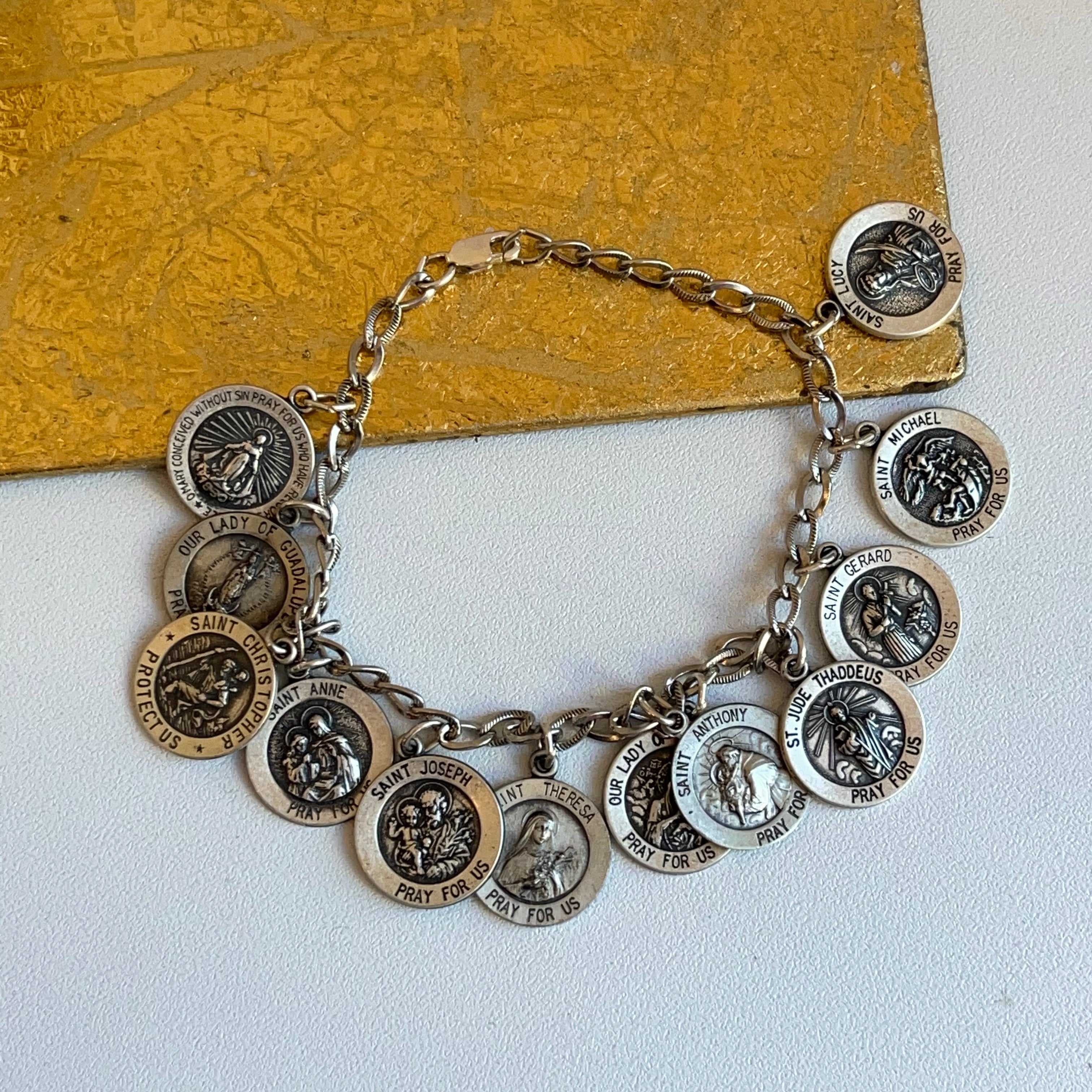 Tie bracelet with drop padlock medal Sterling Silver