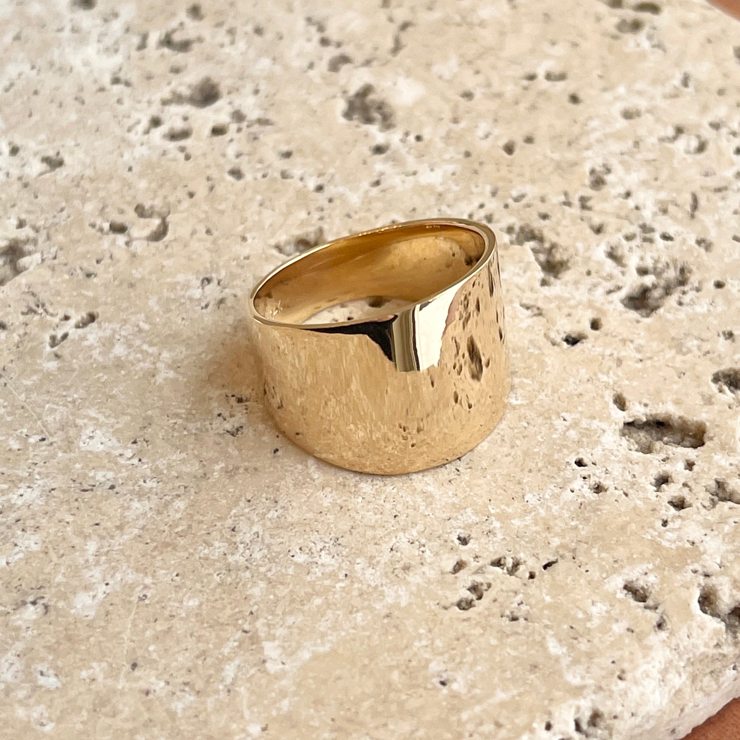 14KT Yellow Gold 16mm Wide Polished Cigar Band Ring