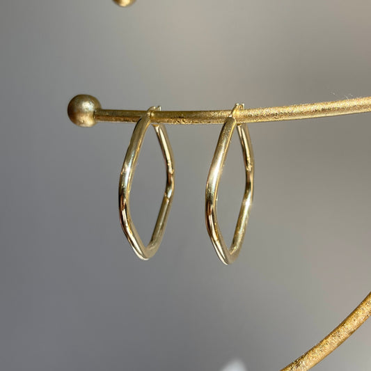 10KT Yellow Gold Squared Tube Hoop Earrings 42mm