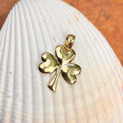 10KT Yellow Gold High Polished 3-Leaf Clover Pendant Charm, 10KT Yellow Gold High Polished 3-Leaf Clover Pendant Charm - Legacy Saint Jewelry