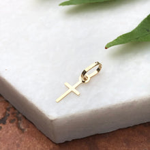 Load image into Gallery viewer, 14KT Yellow Gold Tiny Baby Sized Cross Pendant Charm 11mm, 14KT Yellow Gold Tiny Baby Sized Cross Pendant Charm 11mm - Legacy Saint Jewelry