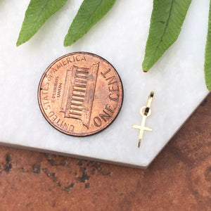 14KT Yellow Gold Tiny Baby Sized Cross Pendant Charm 11mm, 14KT Yellow Gold Tiny Baby Sized Cross Pendant Charm 11mm - Legacy Saint Jewelry