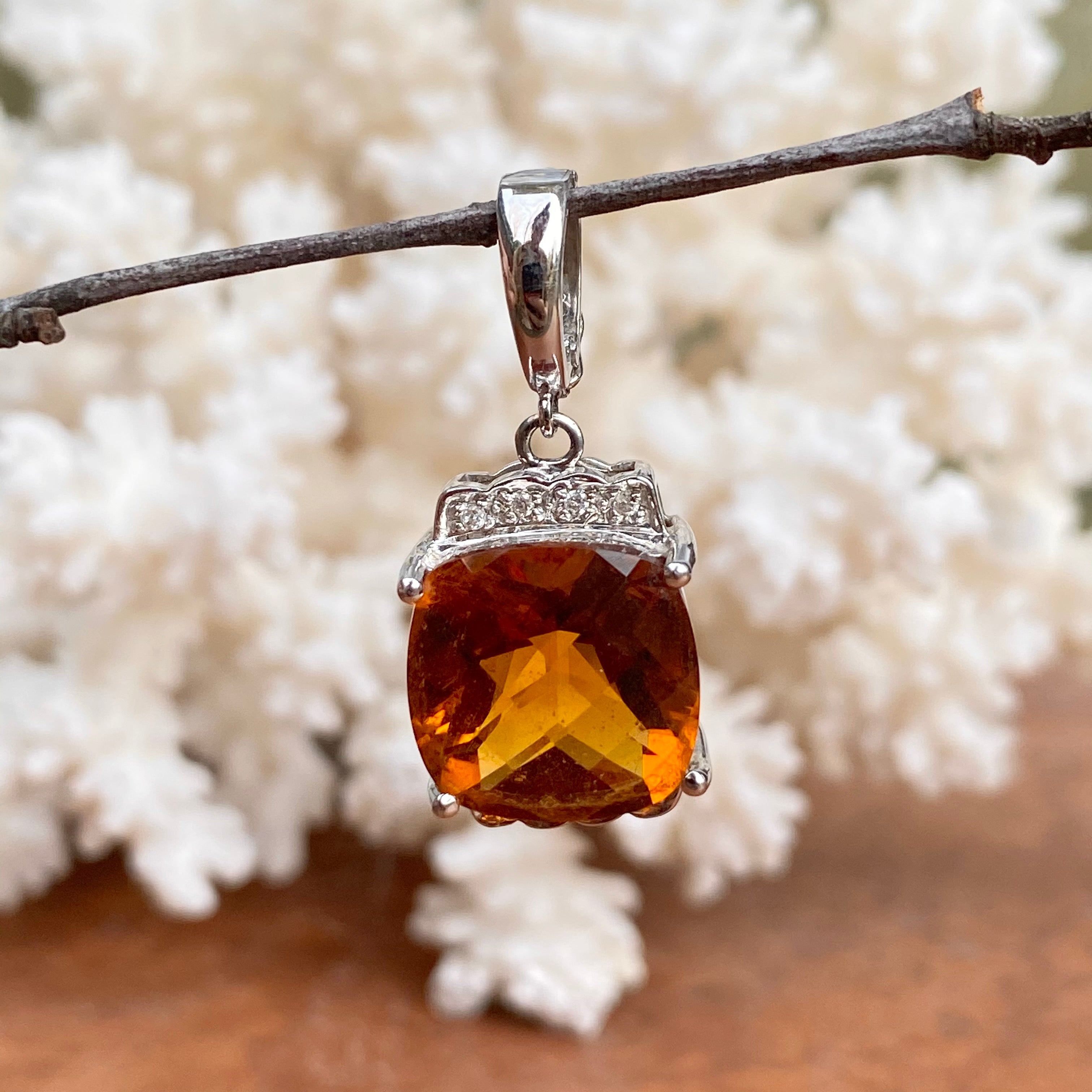 Natural Madeira Citrine factory Pendant - Sterling Silver Pendant Necklace - Madeira Citrine Necklace