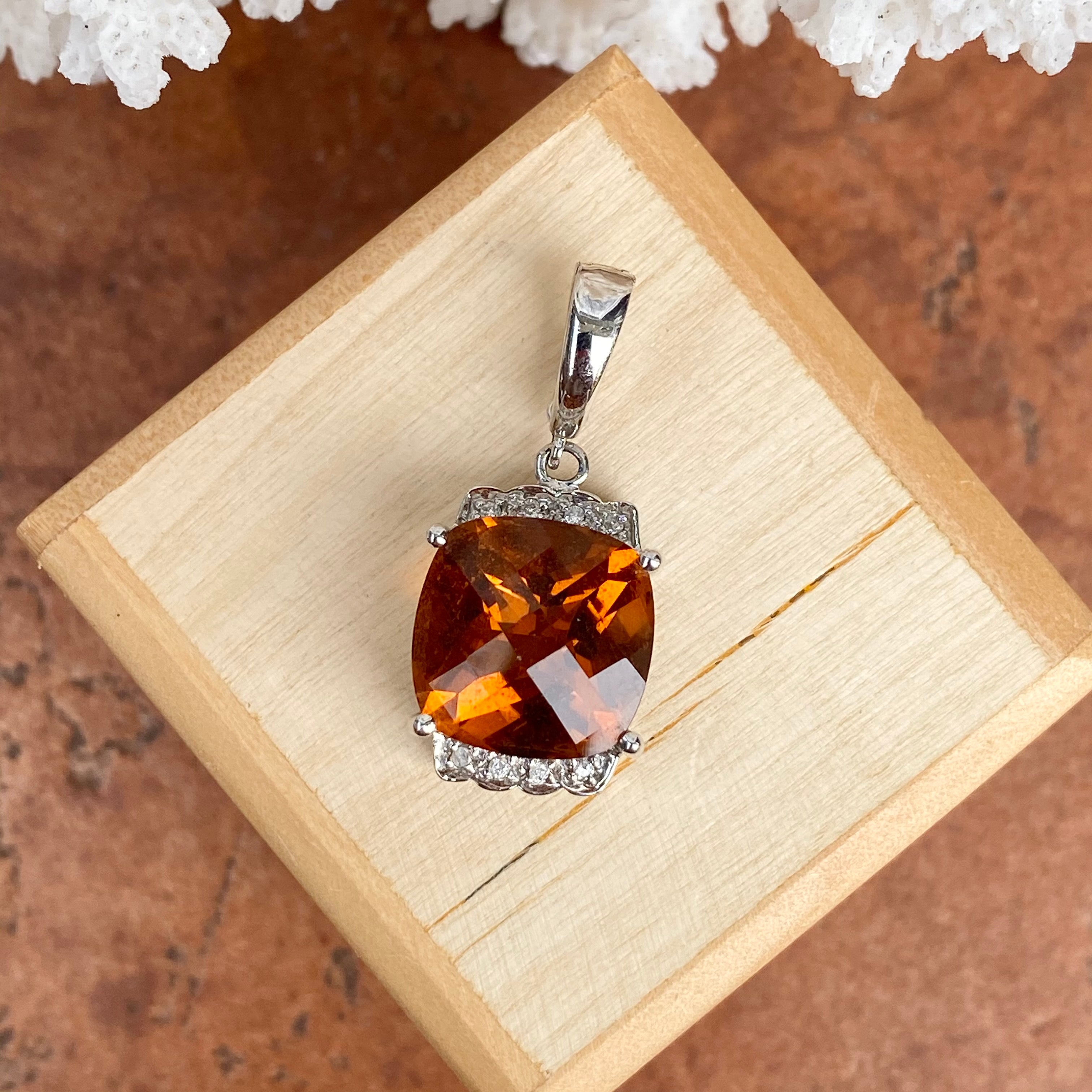 Natural Madeira Citrine factory Pendant - Sterling Silver Pendant Necklace - Madeira Citrine Necklace