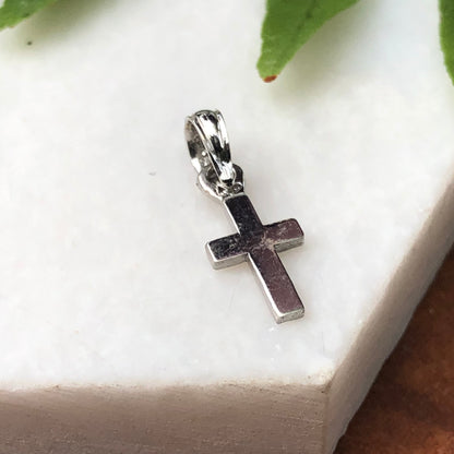 10KT White Gold Mini Cross Pendant Charm, 10KT White Gold Mini Cross Pendant Charm - Legacy Saint Jewelry