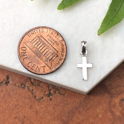 10KT White Gold Mini Flat Cross Pendant Charm – LSJ