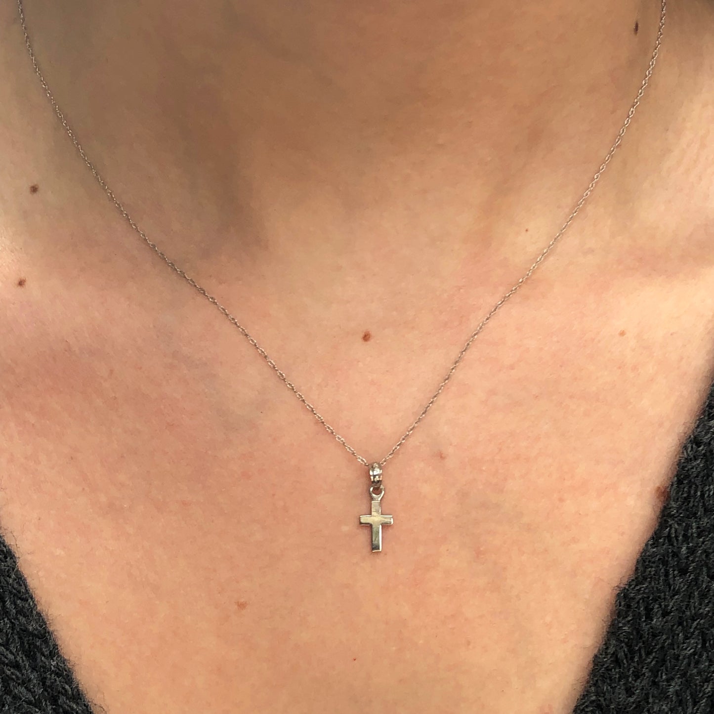 10KT White Gold Mini Cross Pendant Charm, 10KT White Gold Mini Cross Pendant Charm - Legacy Saint Jewelry