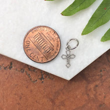 Load image into Gallery viewer, 10KT Tiny White Gold Textured Cross Charm Pendant, 10KT Tiny White Gold Textured Cross Charm Pendant - Legacy Saint Jewelry