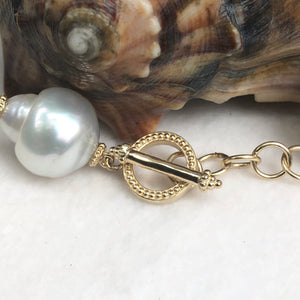14KT Yellow Gold + Paspaley South Sea Pearl Spacers Bracelet 7", 14KT Yellow Gold + Paspaley South Sea Pearl Spacers Bracelet 7" - Legacy Saint Jewelry