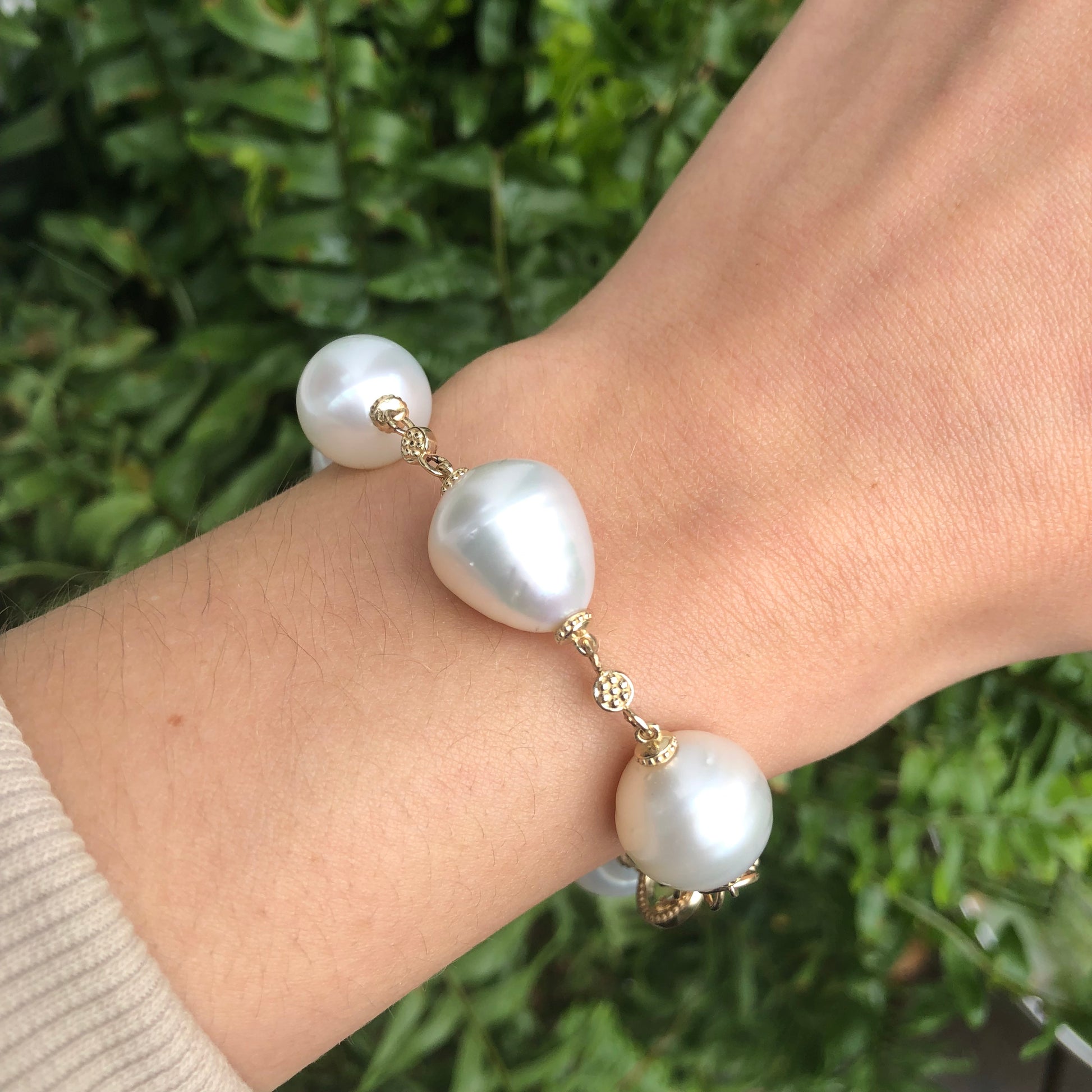 14KT Yellow Gold + Paspaley South Sea Pearl Spacers Bracelet 7