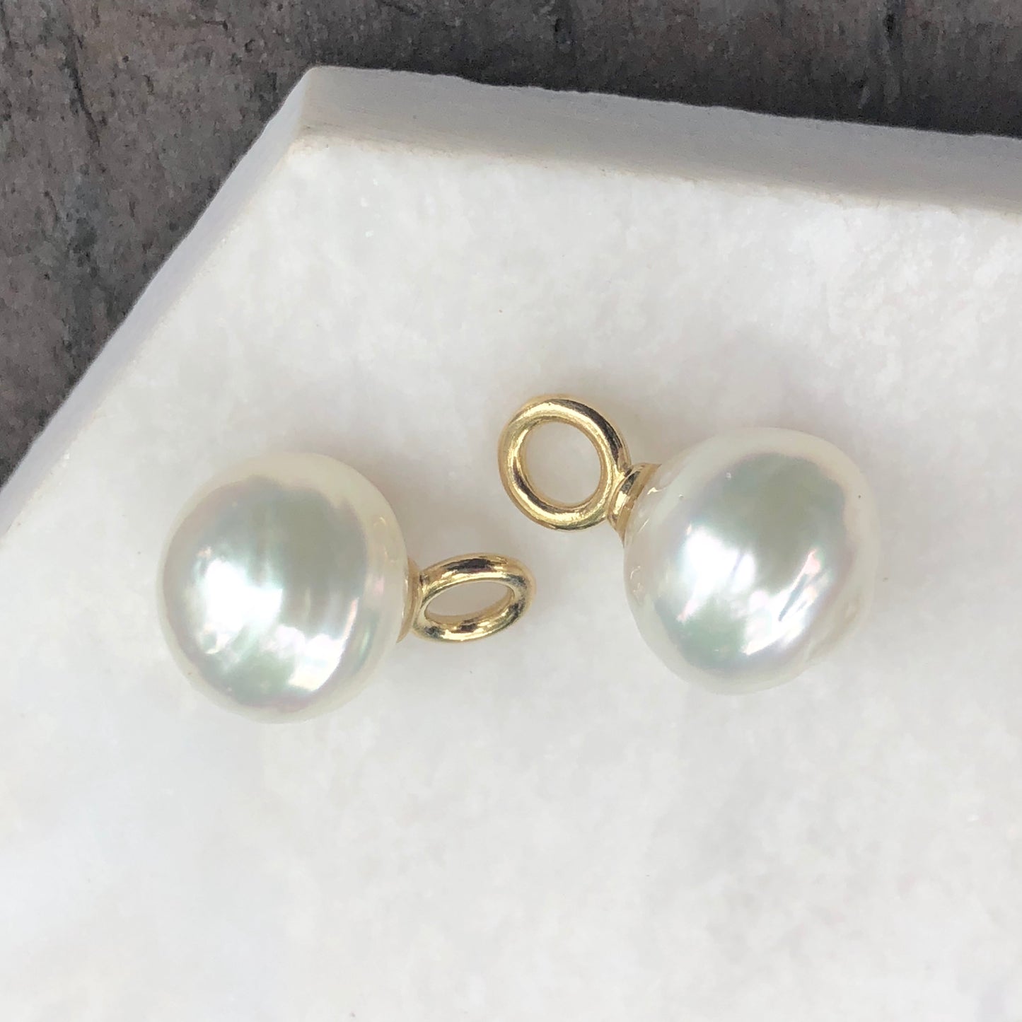 14KT Yellow Gold Paspaley South Sea Pearl Earring Charms 12mm, 14KT Yellow Gold Paspaley South Sea Pearl Earring Charms 12mm - Legacy Saint Jewelry