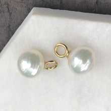 Load image into Gallery viewer, 14KT Yellow Gold Paspaley South Sea Pearl Earring Charms 12mm, 14KT Yellow Gold Paspaley South Sea Pearl Earring Charms 12mm - Legacy Saint Jewelry