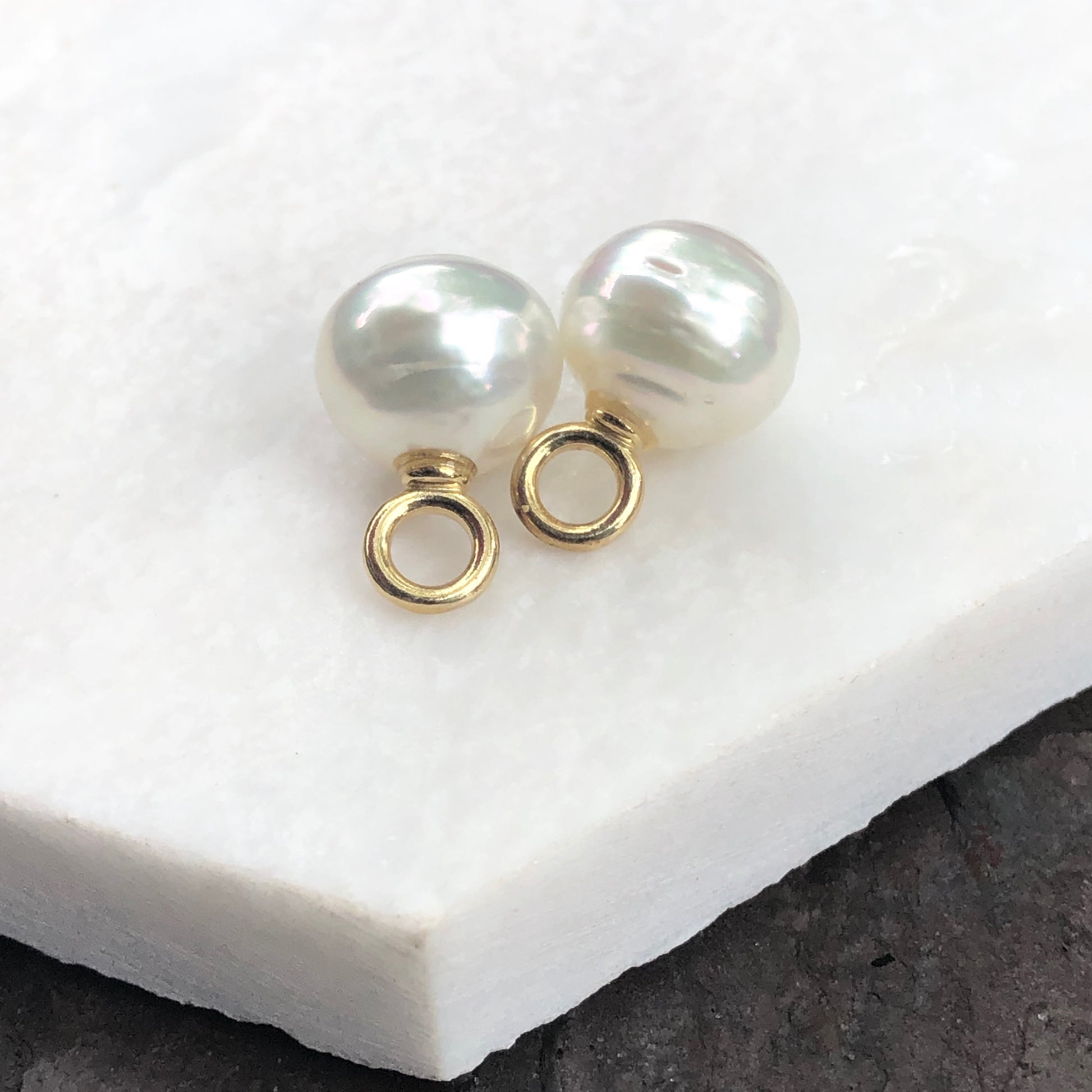 14KT Yellow Gold Paspaley South Sea Pearl Earring Charms 12mm, 14KT Yellow Gold Paspaley South Sea Pearl Earring Charms 12mm - Legacy Saint Jewelry
