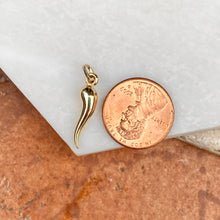 Load image into Gallery viewer, 14KT Yellow Gold &quot;Cornicello&quot; Italian Horn Pendant Charm 25mm, 14KT Yellow Gold &quot;Cornicello&quot; Italian Horn Pendant Charm 25mm - Legacy Saint Jewelry