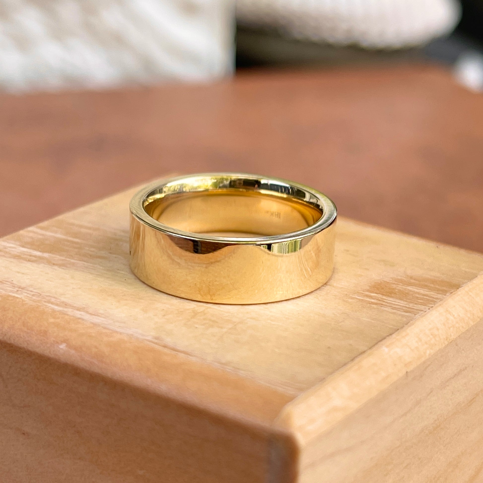 14KT Yellow Gold Flat 6mm Comfort Fit Wedding Cigar Band Ring – LSJ