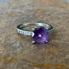 Load image into Gallery viewer, 14KT White Gold Pave Diamond + Genuine Purple Amethyst Estate Ring - Legacy Saint Jewelry