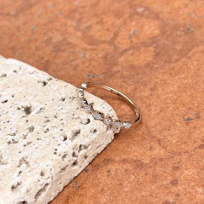 14KT Rose Gold Diamond Thin Stacking Band Ring