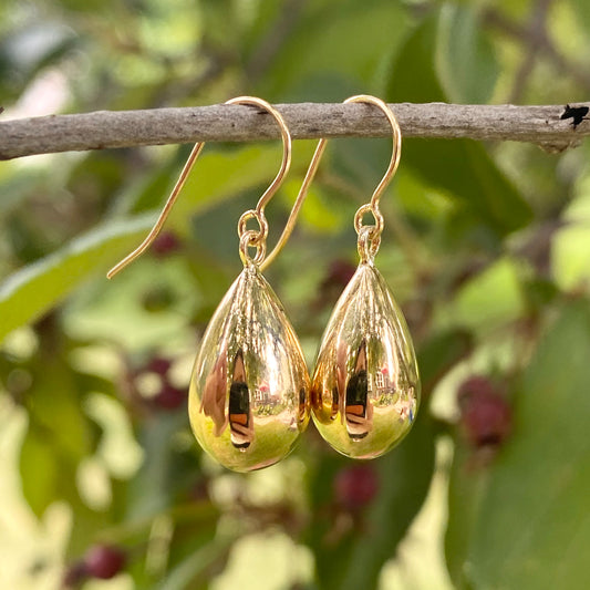 14KT Yellow Gold Polished 3D Teardrop Ear Wire Dangle Earrings, 14KT Yellow Gold Polished 3D Teardrop Ear Wire Dangle Earrings - Legacy Saint Jewelry