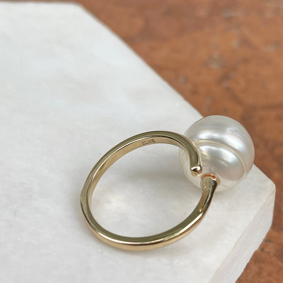 14KT Yellow Gold 12mm Paspaley South Sea Pearl Bypass Ring – LSJ