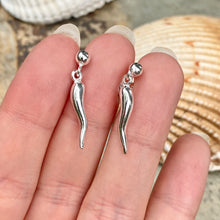 Load image into Gallery viewer, Sterling Silver &quot;Cornicello&quot; Italian Horn Dangle Earrings, Sterling Silver &quot;Cornicello&quot; Italian Horn Dangle Earrings - Legacy Saint Jewelry