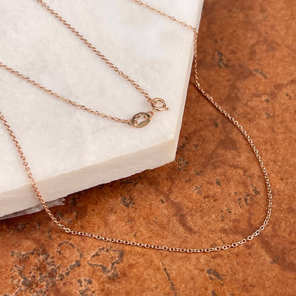 14KT Rose Gold Diamond-Cut 1mm Cable Chain Necklace