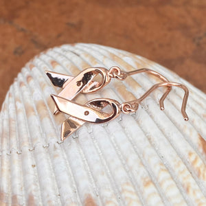 Rose Gold Plated Silver CZ Breast Cancer Awareness Ribbon Dangle Earrings
