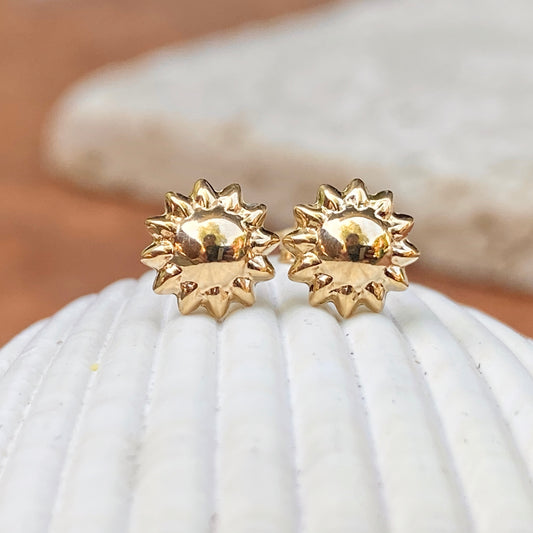 14KT Yellow Gold Polished Mini Sunflower Post Stud Earrings, 14KT Yellow Gold Polished Mini Sunflower Post Stud Earrings - Legacy Saint Jewelry