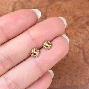 14KT Yellow Gold Polished Mini Sunflower Post Stud Earrings, 14KT Yellow Gold Polished Mini Sunflower Post Stud Earrings - Legacy Saint Jewelry