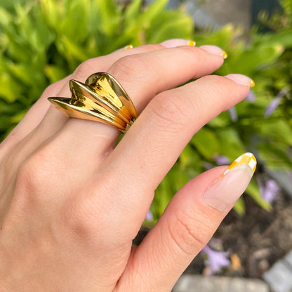 SOLD Estate 18KT Yellow Gold Modernist Large Statement Ring