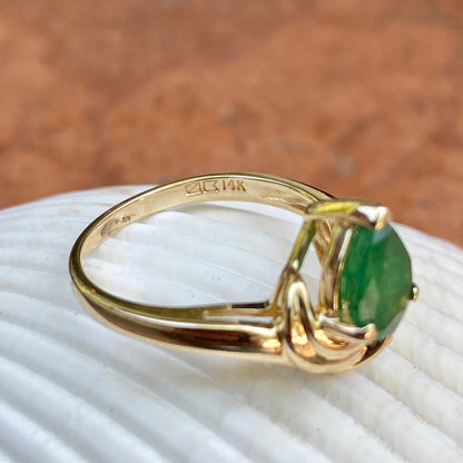 Estate 14KT Yellow Gold Pear Shape Colombian Emerald + Diamond Accent Ring, Estate 14KT Yellow Gold Pear Shape Colombian Emerald + Diamond Accent Ring - Legacy Saint Jewelry