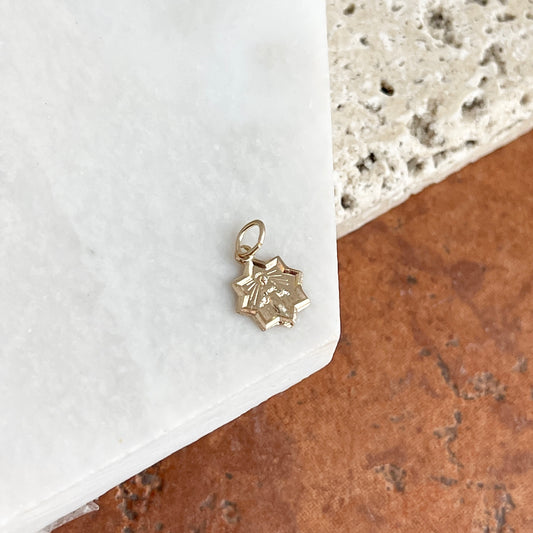14KT Yellow Gold Mini Star Blessed Mary Pendant Charm
